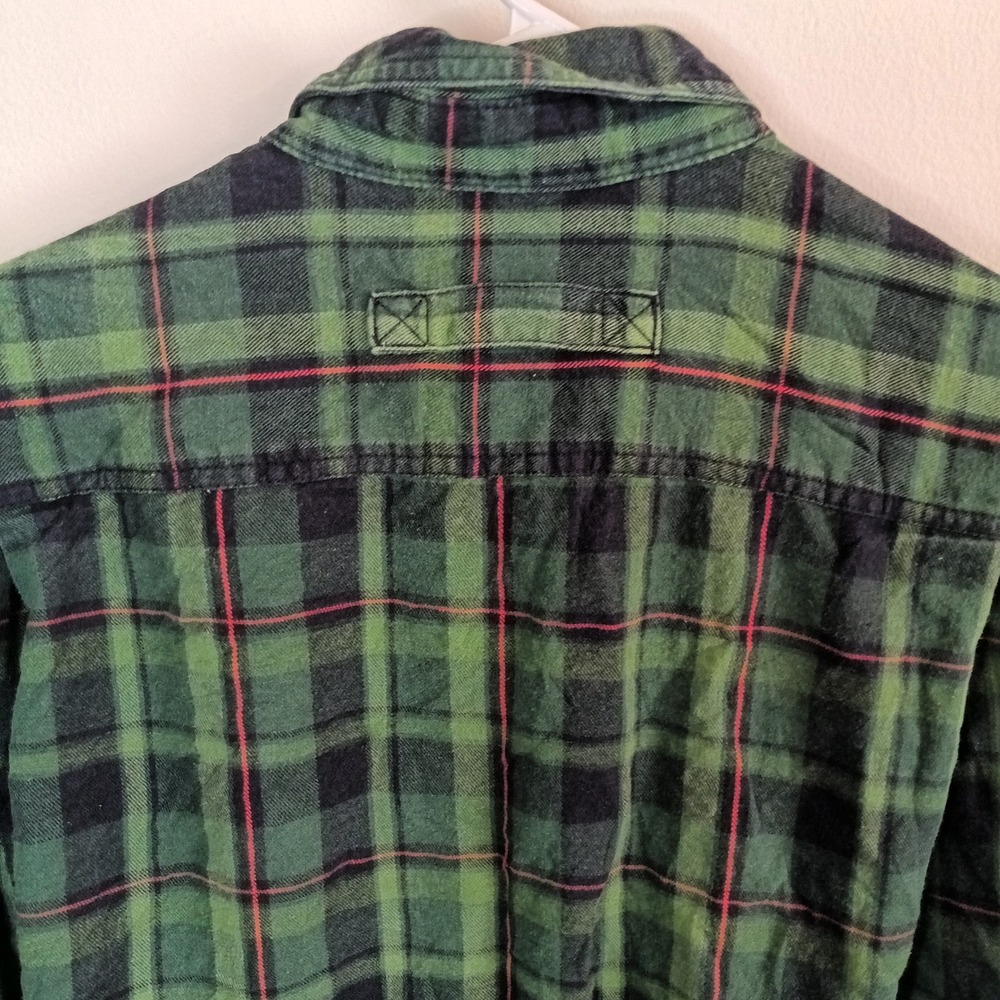 Duluth Trading Co Plaid Flannel Shirt Mens L Tall Green Excellent Slim Fit - Picture 8 of 8